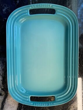 Le Creuset Cool Mint Rectangular Stoneware Serving BBQ Platter 14”